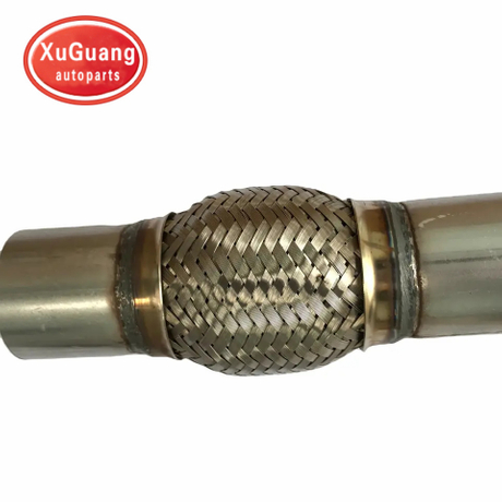 Diseño de trenza doble de tubo flexible de escape de coche de acero inoxidable con tubos de boquilla